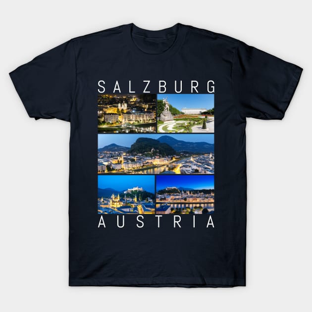 Salzburg at Night Sights Austria Mozart Classical Music Gift T-Shirt by peter2art